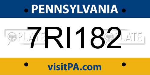 7RI182 Pennsylvania License Plate