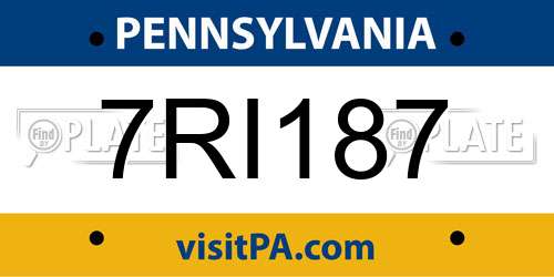 7RI187 Pennsylvania License Plate