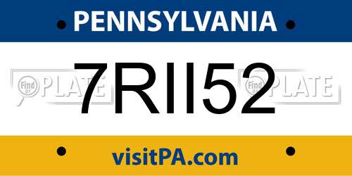 7RII52 Pennsylvania License Plate