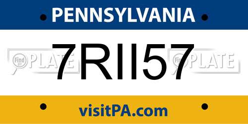 7RII57 Pennsylvania License Plate