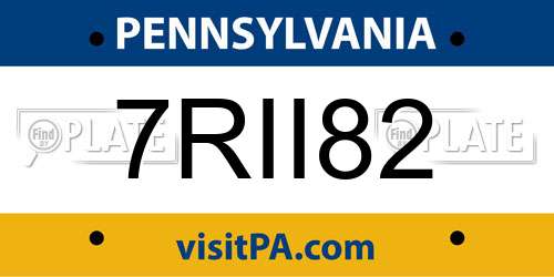 7RII82 Pennsylvania License Plate
