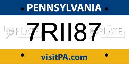 7RII87 Pennsylvania License Plate