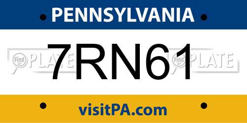 7RN61 Pennsylvania License Plate