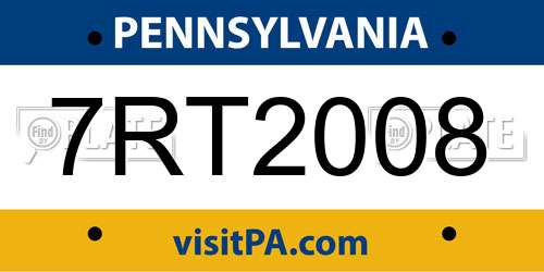 7RT2008 Pennsylvania License Plate
