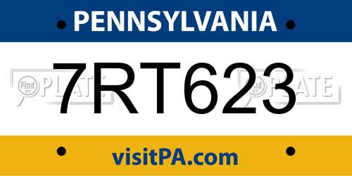 7RT623 Pennsylvania License Plate
