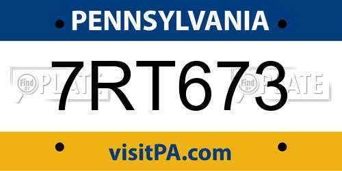 7RT673 Pennsylvania License Plate