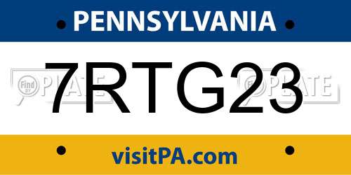 7RTG23 Pennsylvania License Plate