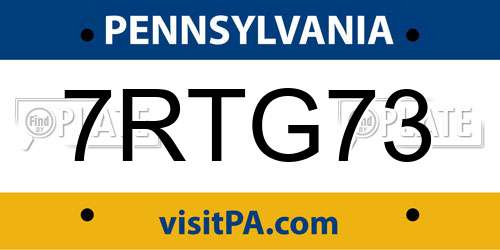 7RTG73 Pennsylvania License Plate