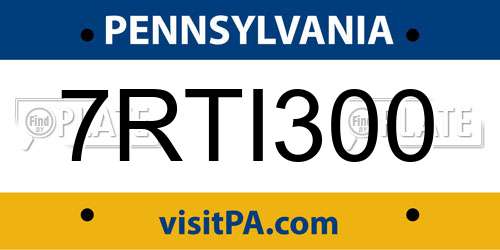7RTI300 Pennsylvania License Plate