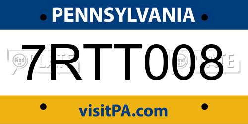 7RTT008 Pennsylvania License Plate