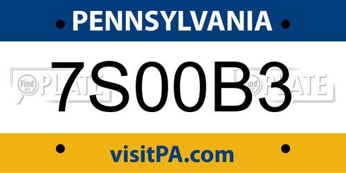 7S00B3 Pennsylvania License Plate