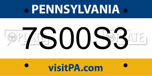 7S00S3 Pennsylvania License Plate