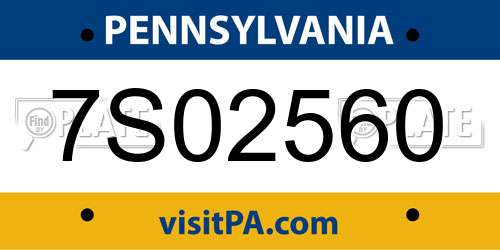 7S02560 Pennsylvania License Plate