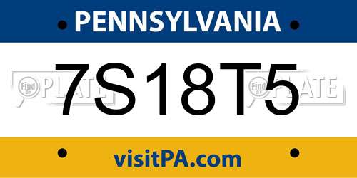 7S18T5 Pennsylvania License Plate