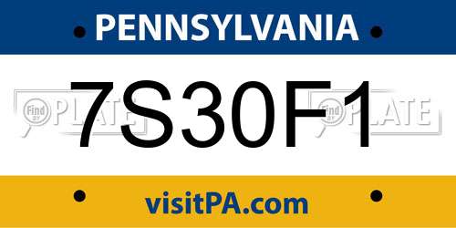 7S30F1 Pennsylvania License Plate
