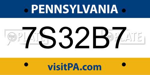 7S32B7 Pennsylvania License Plate