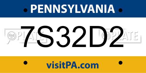 7S32D2 Pennsylvania License Plate