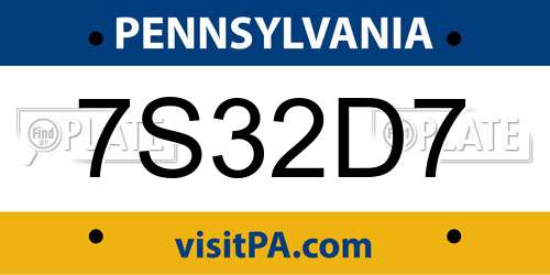 7S32D7 Pennsylvania License Plate