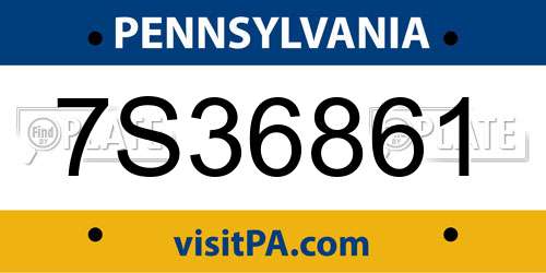 7S36861 Pennsylvania License Plate