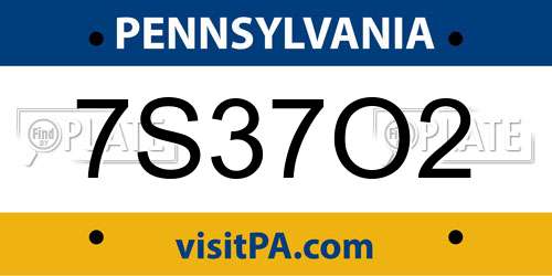 7S37O2 Pennsylvania License Plate