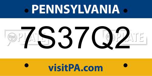7S37Q2 Pennsylvania License Plate