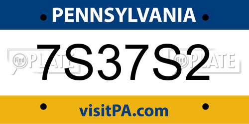 7S37S2 Pennsylvania License Plate
