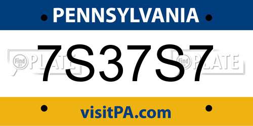 7S37S7 Pennsylvania License Plate