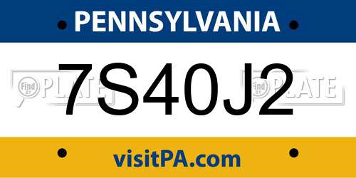 7S40J2 Pennsylvania License Plate