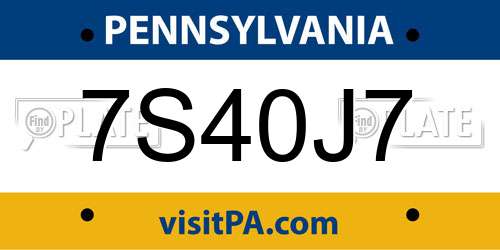 7S40J7 Pennsylvania License Plate