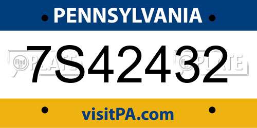 7S42432 Pennsylvania License Plate