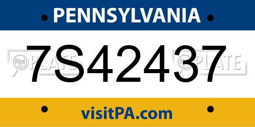 7S42437 Pennsylvania License Plate