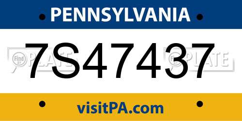 7S47437 Pennsylvania License Plate
