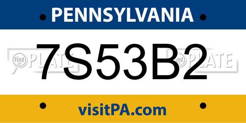 7S53B2 Pennsylvania License Plate