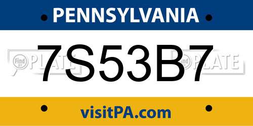 7S53B7 Pennsylvania License Plate