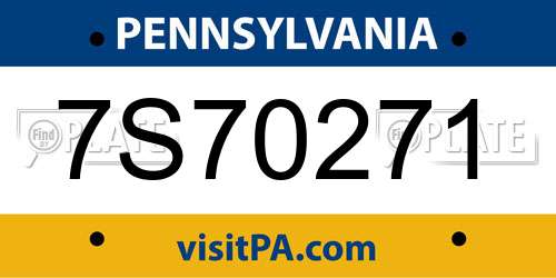 7S70271 Pennsylvania License Plate