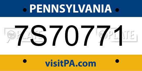 7S70771 Pennsylvania License Plate
