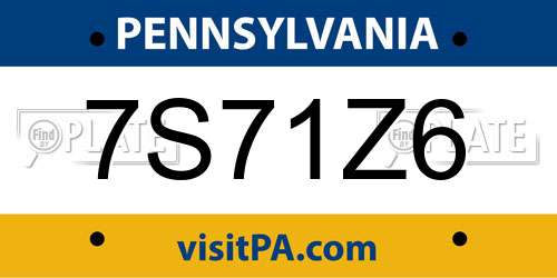 7S71Z6 Pennsylvania License Plate