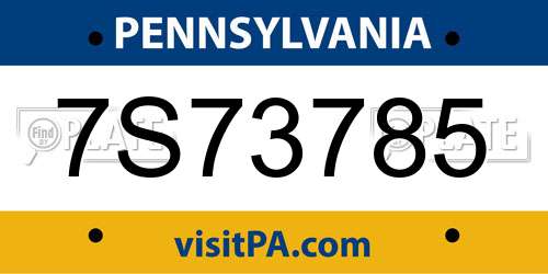 7S73785 Pennsylvania License Plate
