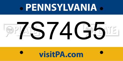 7S74G5 Pennsylvania License Plate
