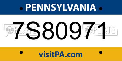 7S80971 Pennsylvania License Plate