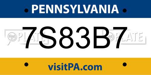 7S83B7 Pennsylvania License Plate