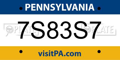 7S83S7 Pennsylvania License Plate