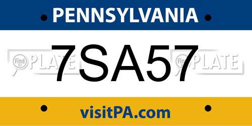 7SA57 Pennsylvania License Plate
