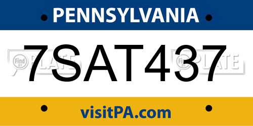 7SAT437 Pennsylvania License Plate