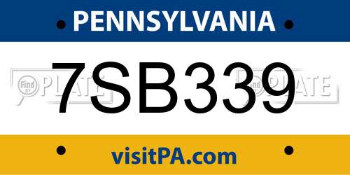 7SB339 Pennsylvania License Plate