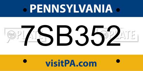 7SB352 Pennsylvania License Plate