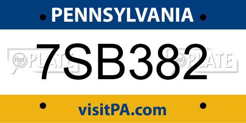 7SB382 Pennsylvania License Plate
