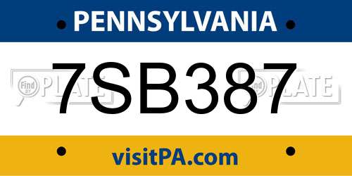 7SB387 Pennsylvania License Plate