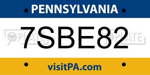 7SBE82 Pennsylvania License Plate