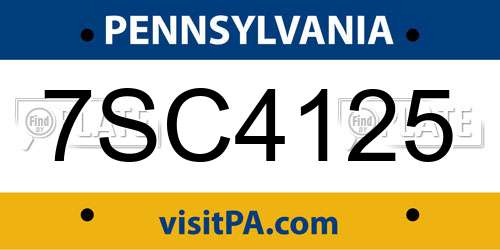 7SC4125 Pennsylvania License Plate
